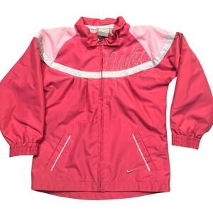 VTG Nike Girls Jacket Pink Retro Windbreaker Swoosh‎ Zip Up Girl 6 Sweet Sporty